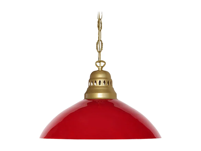 Suspension dôme doré verre rouge 88 cm.