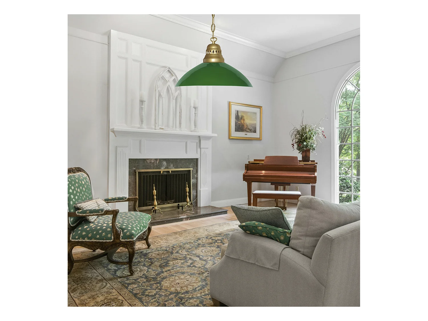 Suspensão TOSEL  CLASSIQUE DIVY vidro cúpula Verde D38 x  H88  cm