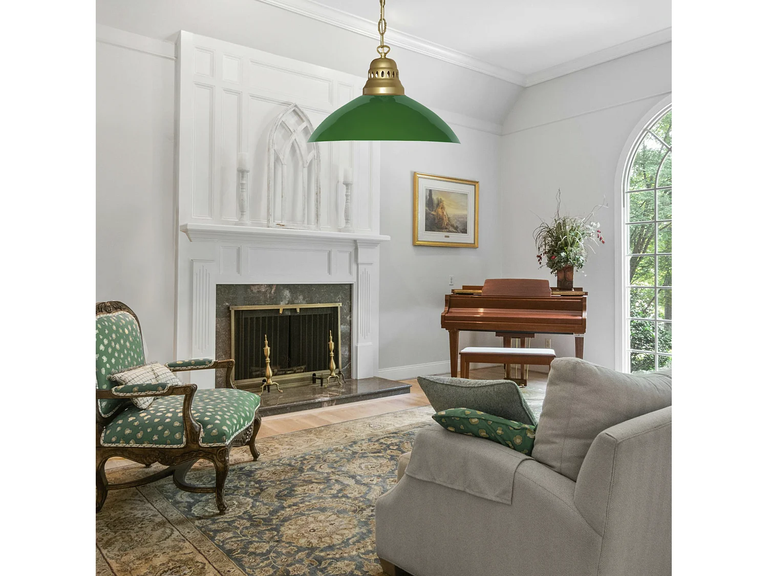 Suspensão TOSEL  CLASSIQUE DIVY vidro cúpula Verde D38 x  H88  cm