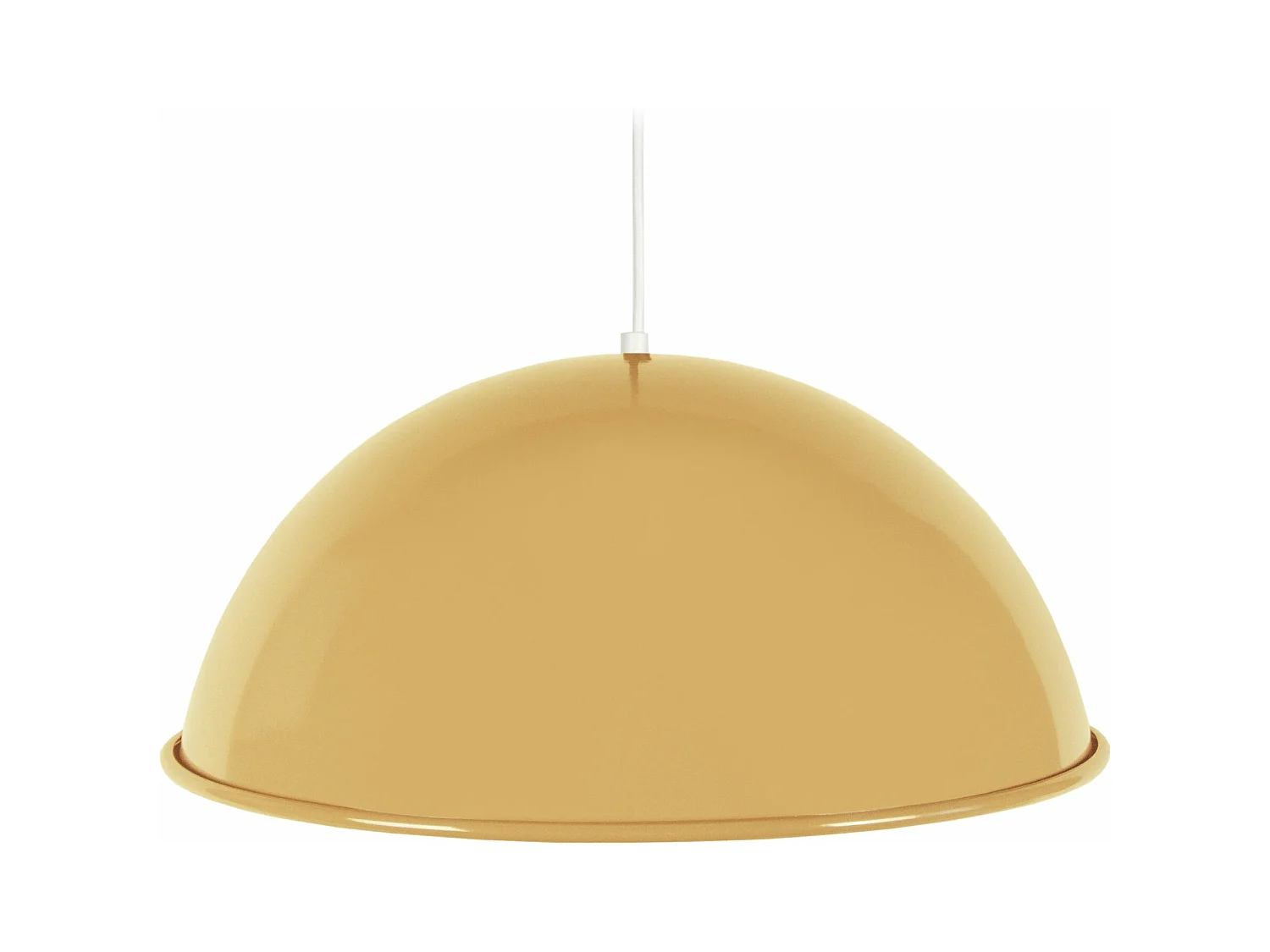 Suspension demi-boule bord métal jaune 80 cm.