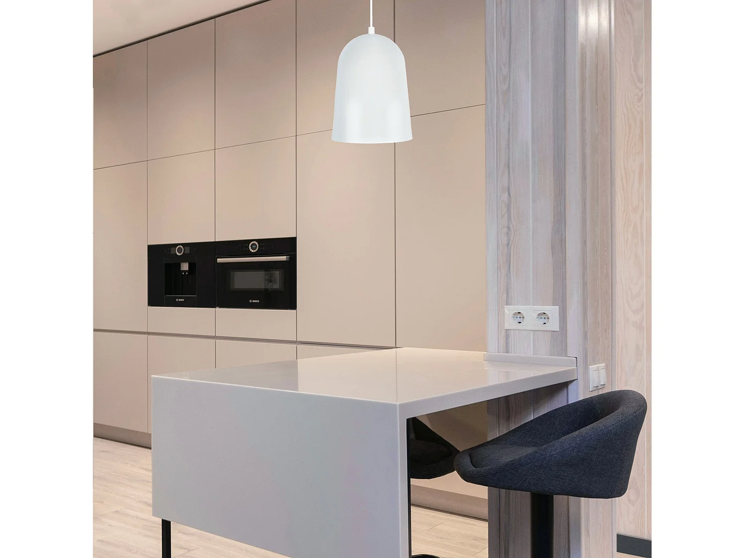 Lampadario a sospensione  metallo cupola  BALLE bianco  D'19cm