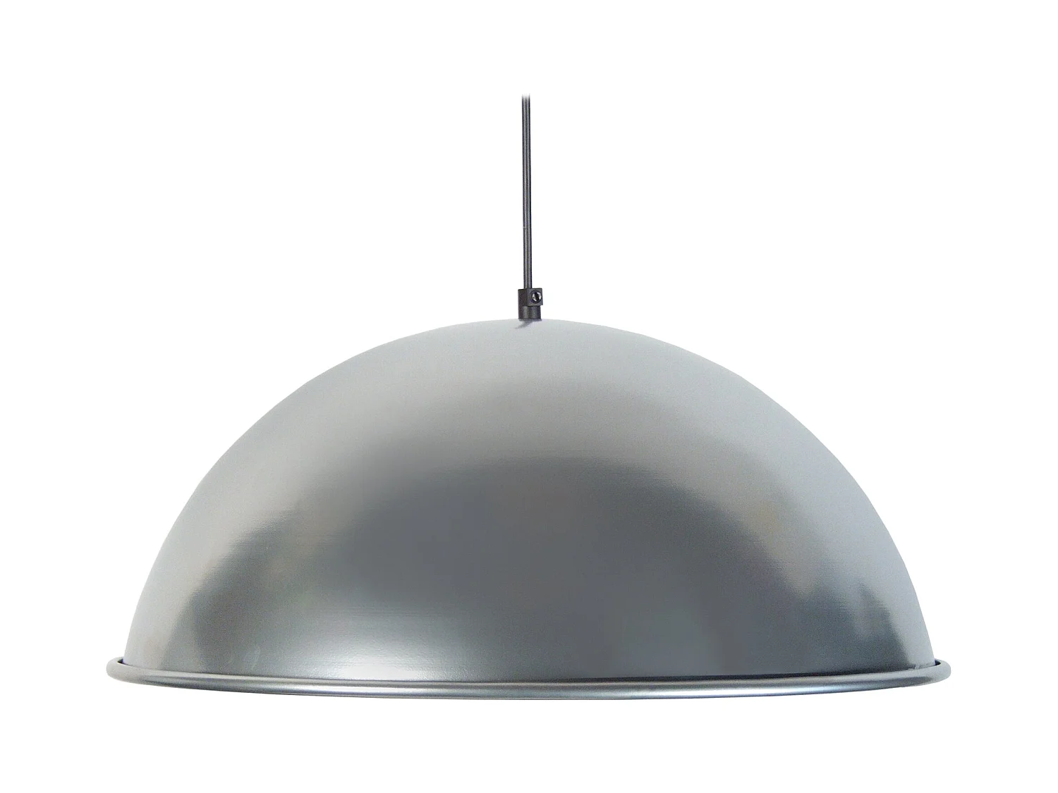 Suspension demi-boule bord métal aluminium80 cm.