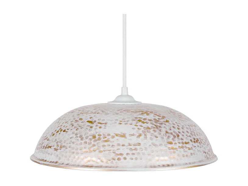 Suspension dôme métal  Blanc,doré 68 cm.