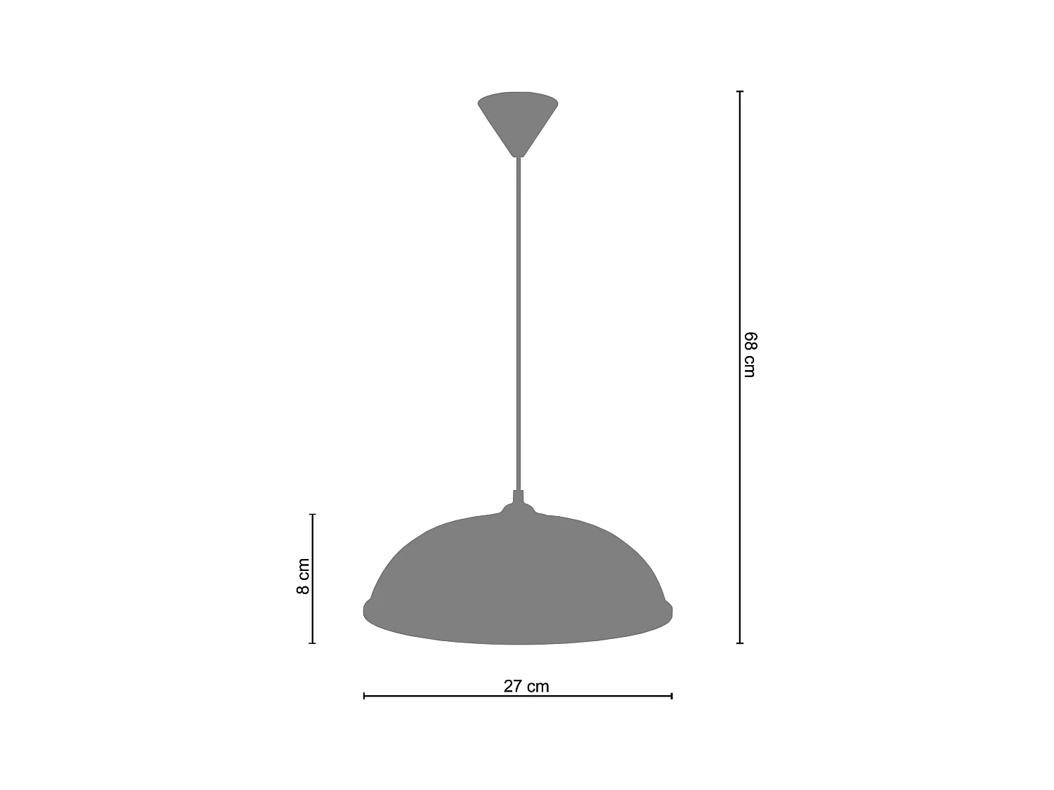Suspensão TOSEL  KÂNPUR metal cúpula preto dourado D27 x  H68  cm