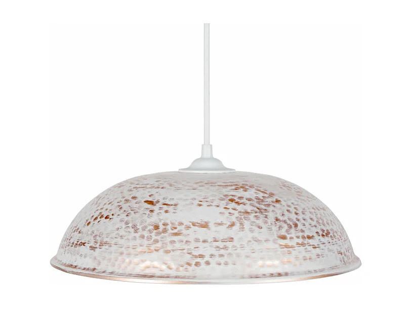 Suspension dôme métal  blanc,cuivre 68 cm.