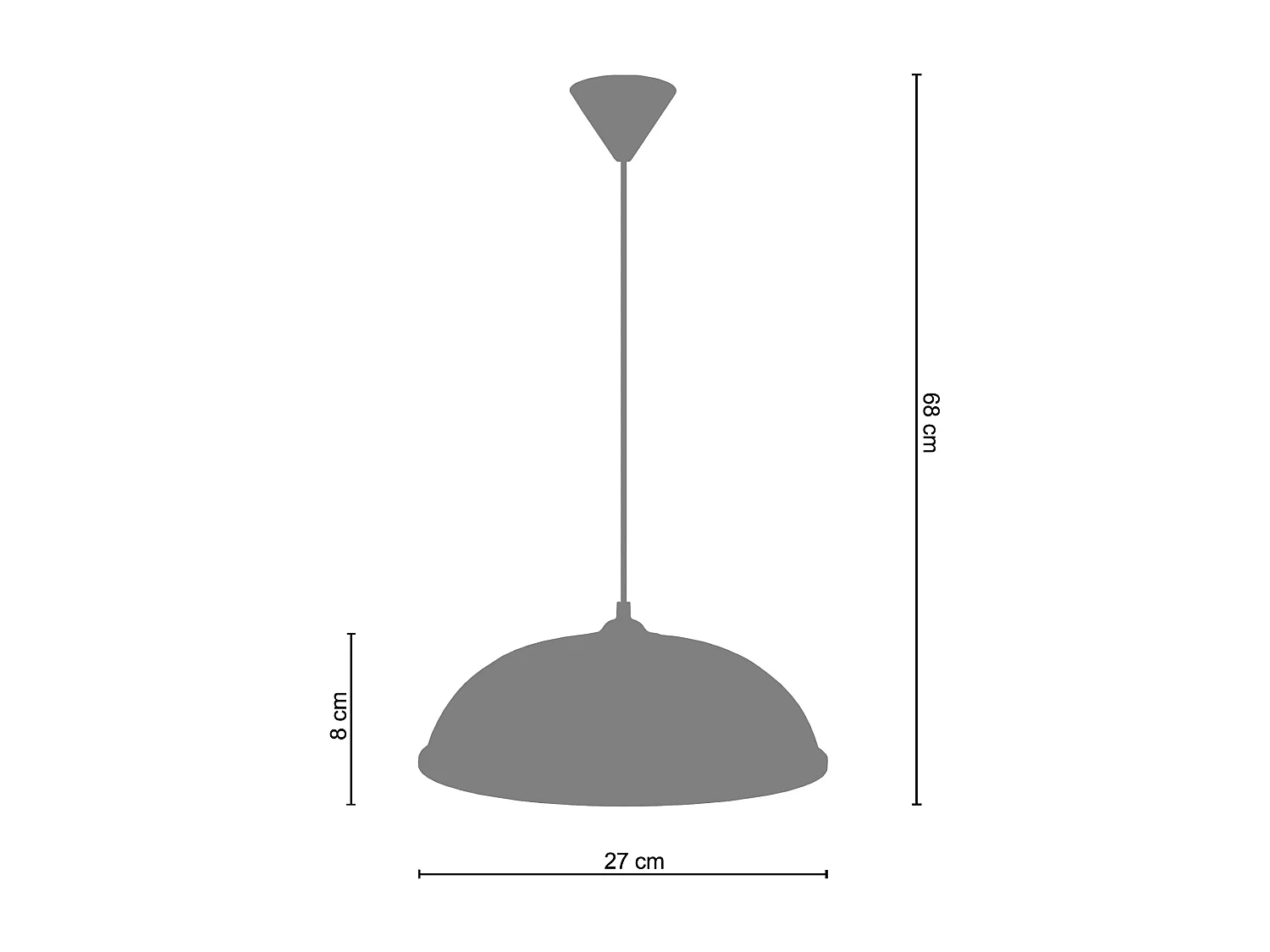 Suspension dôme métal  blanc,cuivre 68 cm.