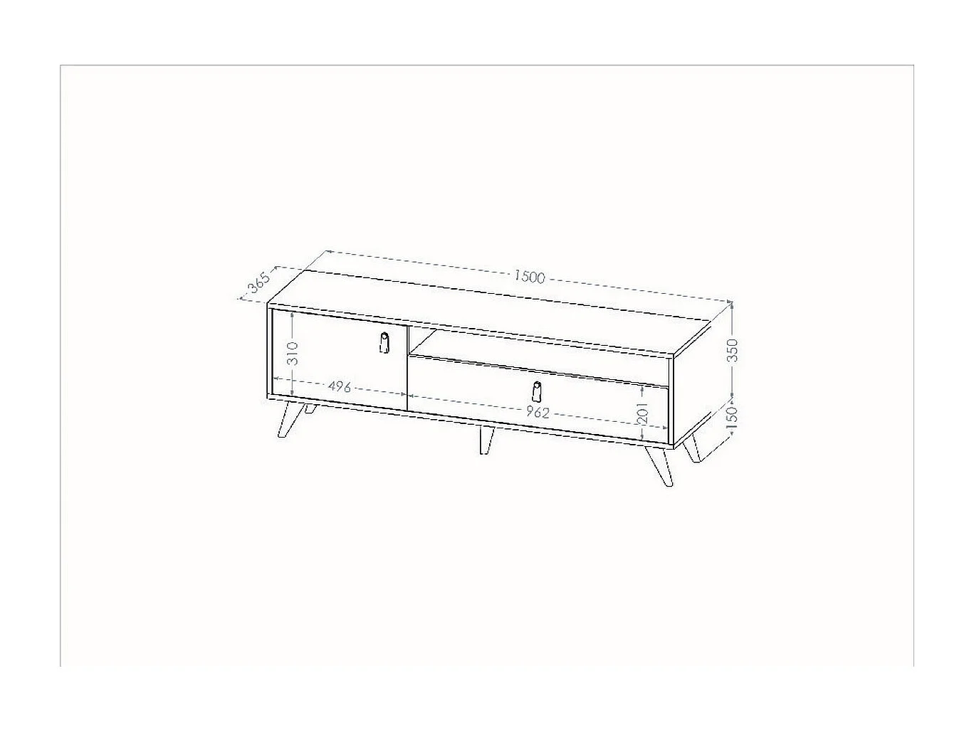 Meuble Tv Pera - Chêne, Anthracite, Blanc - 150x36,5x50 cm - Homemania