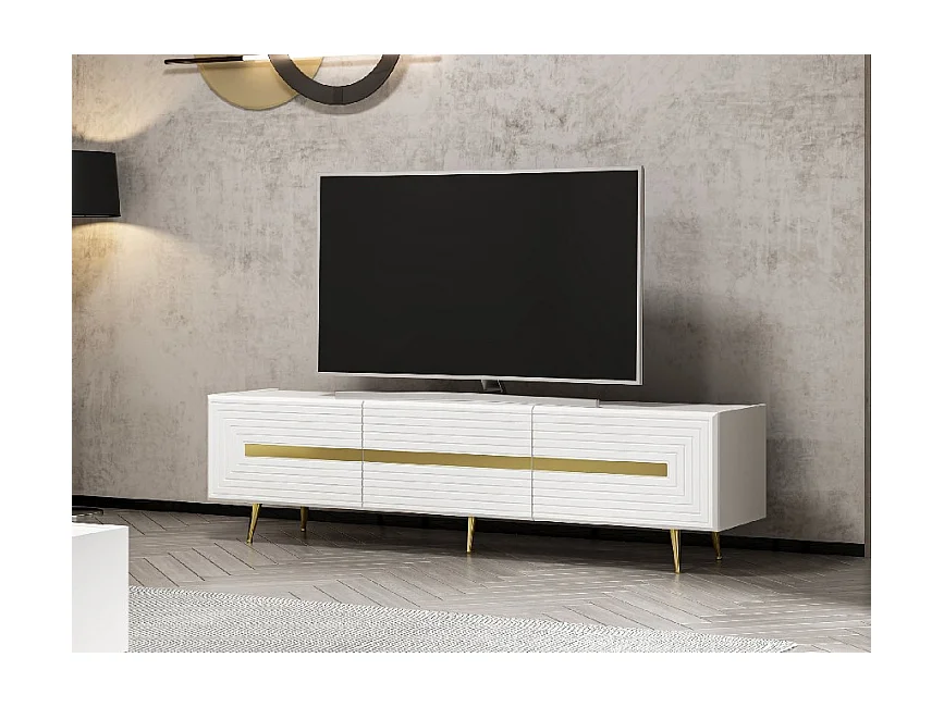 Mobile Porta Tv Jose - Bianco, Oro - 180 x 42 x 50 cm - EPIKASA