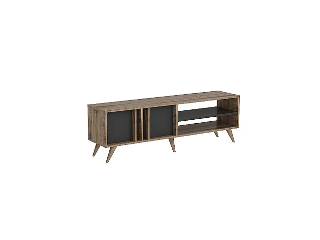 Mobile Porta Tv Rilla - Noce, Antracite - 150 x 35 x 48 cm - EPIKASA