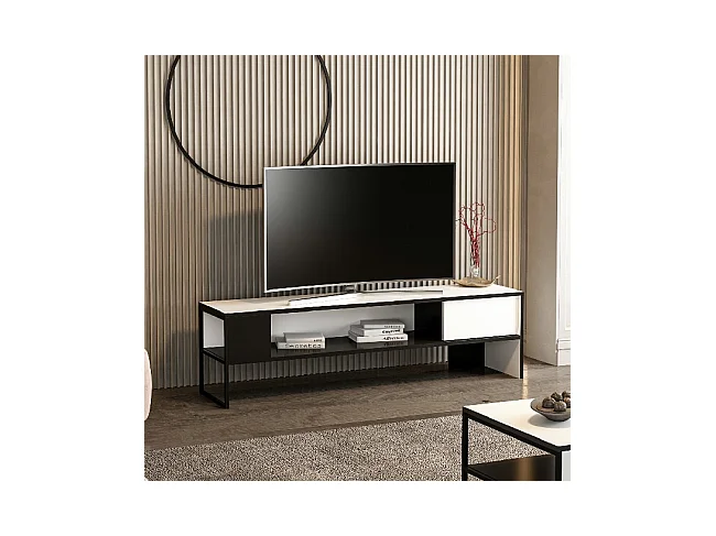 Mobile Porta Tv Concord - Bianco, Nero - 150 x 35 x 42 cm - EPIKASA