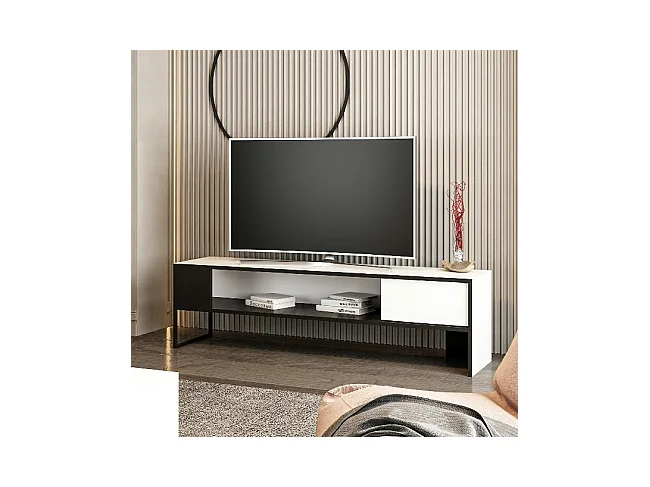 Mobile Porta Tv Concord - Bianco, Nero - 150 x 35 x 42 cm - EPIKASA