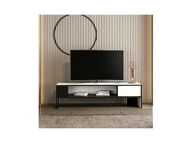 Mobile Porta Tv Concord - Bianco, Nero - 150 x 35 x 42 cm - EPIKASA