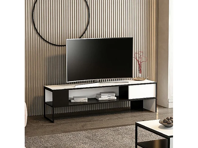 Mobile Porta Tv Concord - Bianco, Nero - 150 x 35 x 42 cm - EPIKASA