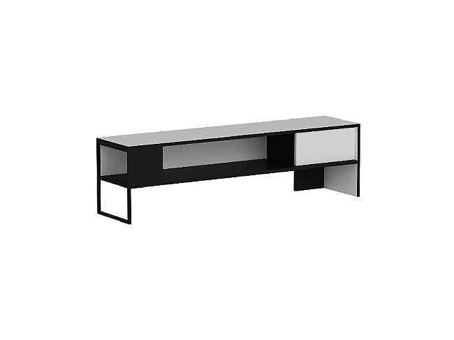 Meuble Tv Moderne - Concord - Blanc, Noir - 150x42x35 cm - Homemania