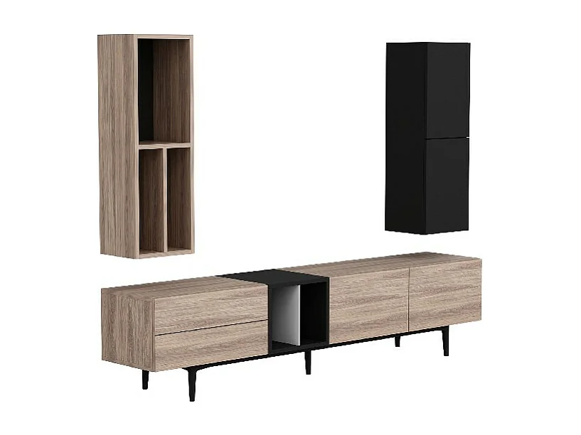 Meuble Tv Diany - Noir, Bois - 195x37x45 cm - Homemania