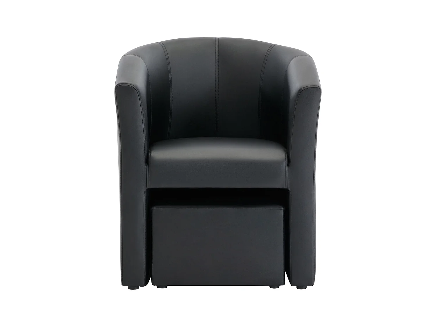 Poltrona e pufe em pele sintética preto - JOVANA