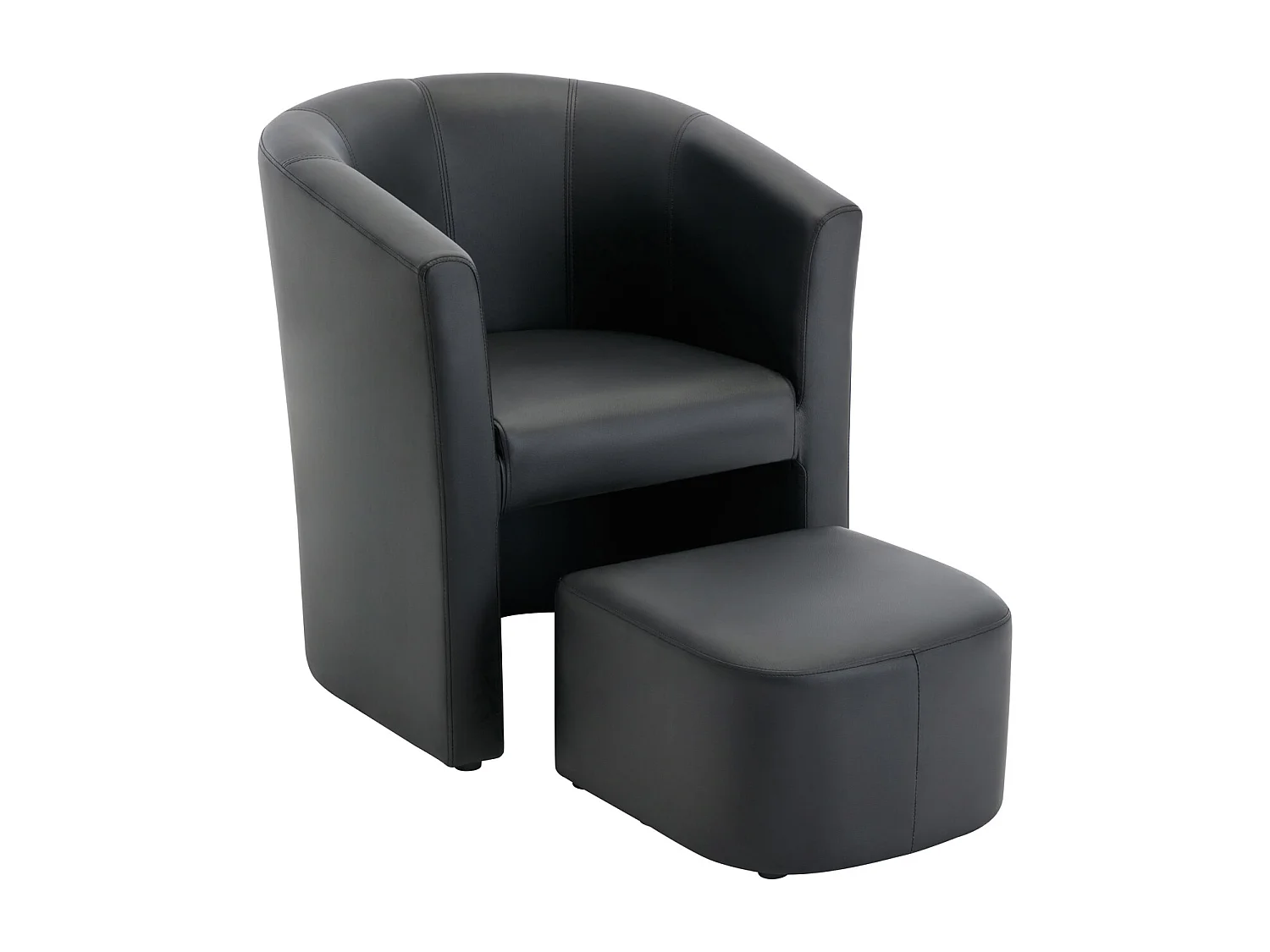 Lounge-Sessel & Hocker - Kunstleder - Schwarz - JOVANA