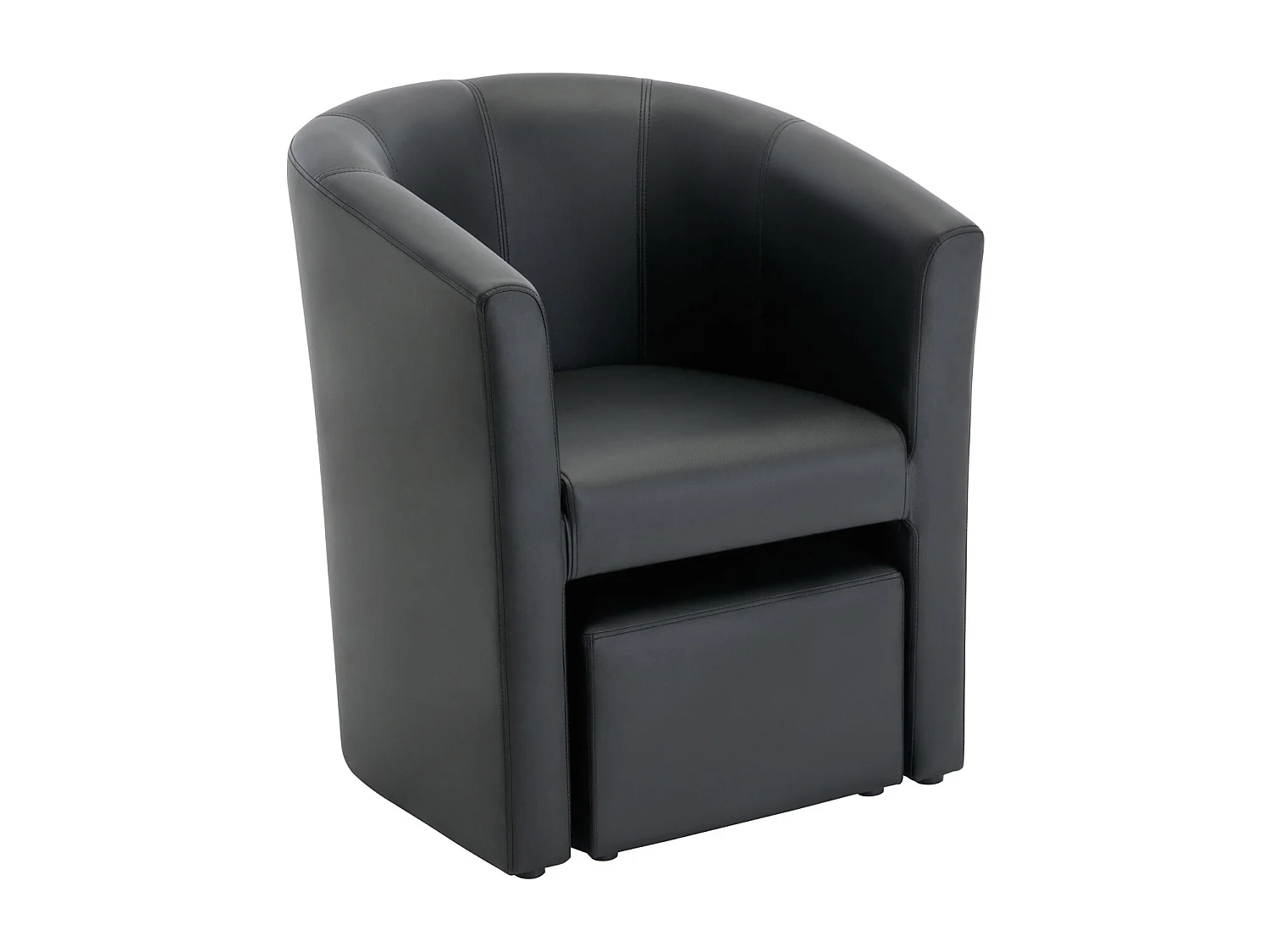 Lounge-Sessel & Hocker - Kunstleder - Schwarz - JOVANA
