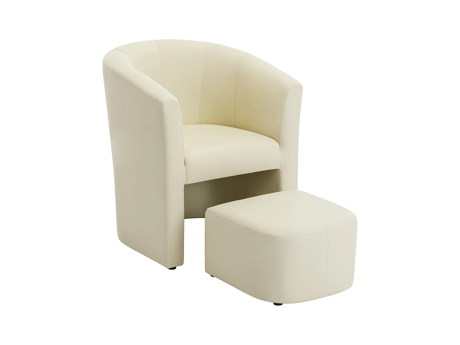Poltrona cabriolet e pouf in Similpelle Beige - JOVANA