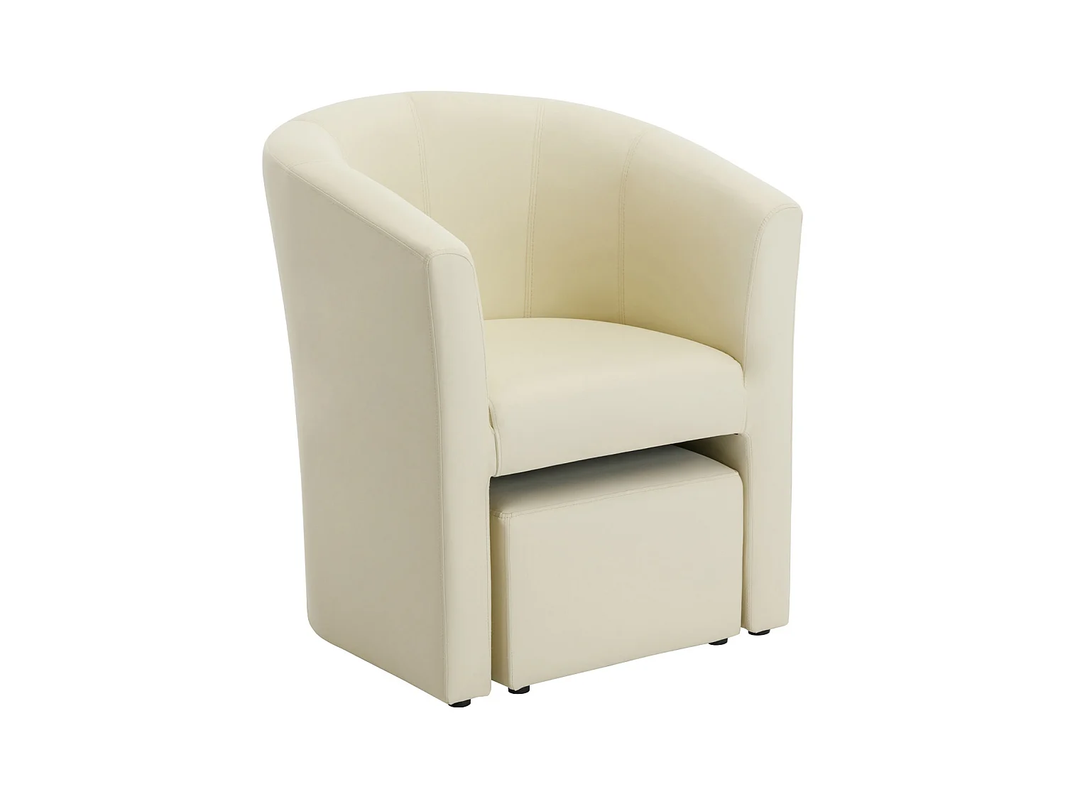 Sillón cabriolet y puf de imitación beige JOVANA