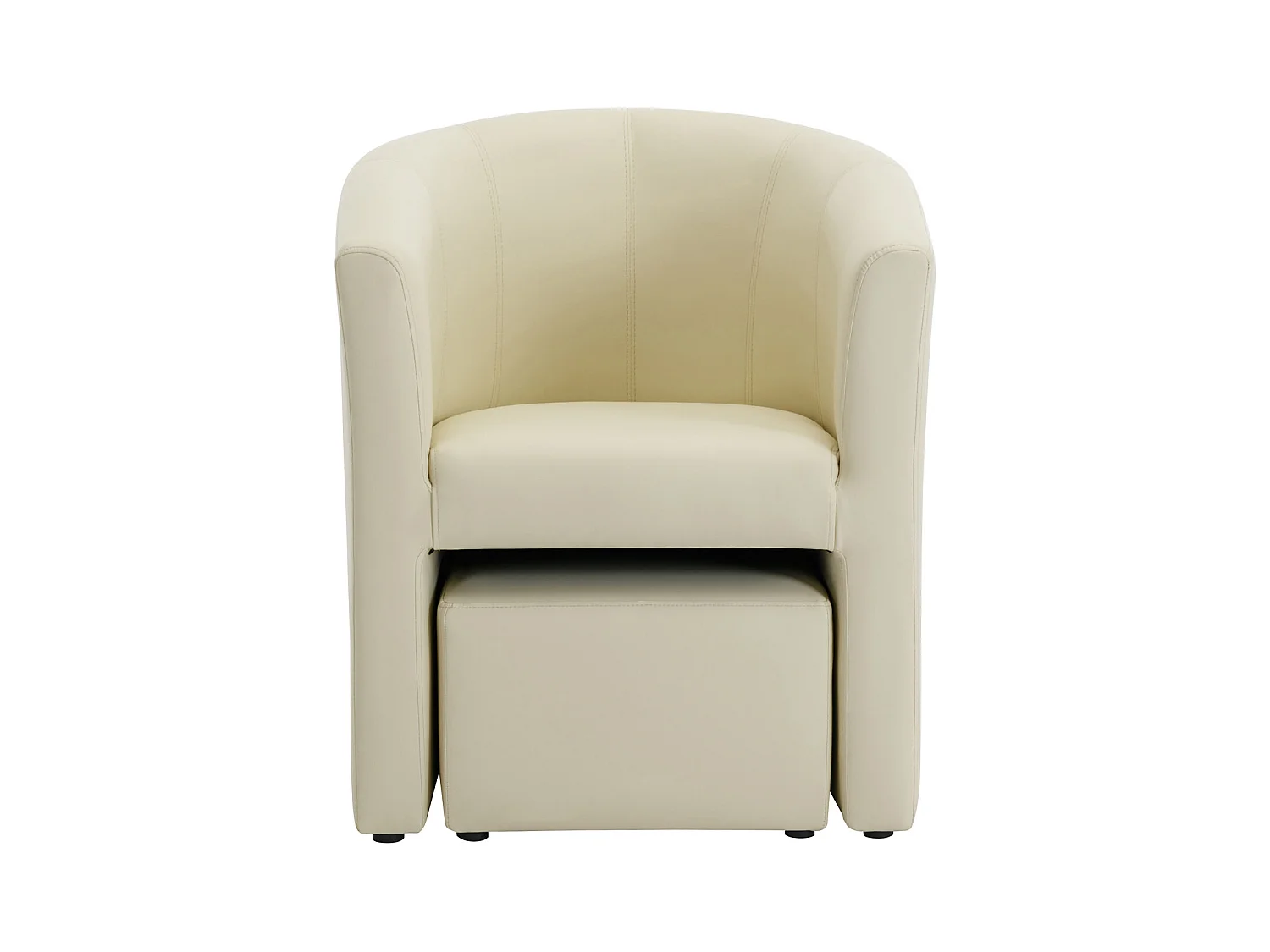 Sillón cabriolet y puf de imitación beige JOVANA