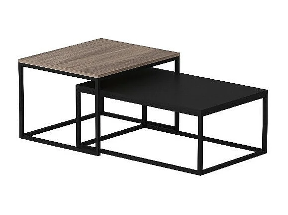 Table Basse Leka - Noyer, Noir - 60x47x45 cm - Homemania