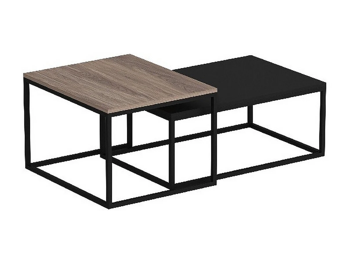 Table Basse Leka - Noyer, Noir - 60x47x45 cm - Homemania