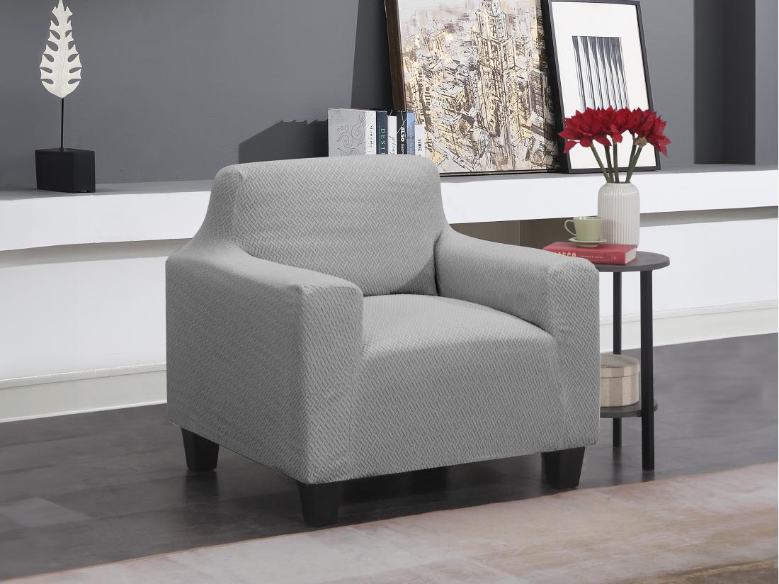 vente unique Housse de fauteuil extensible 32-42 cm x 81-101 cm - Gris - NAPLES