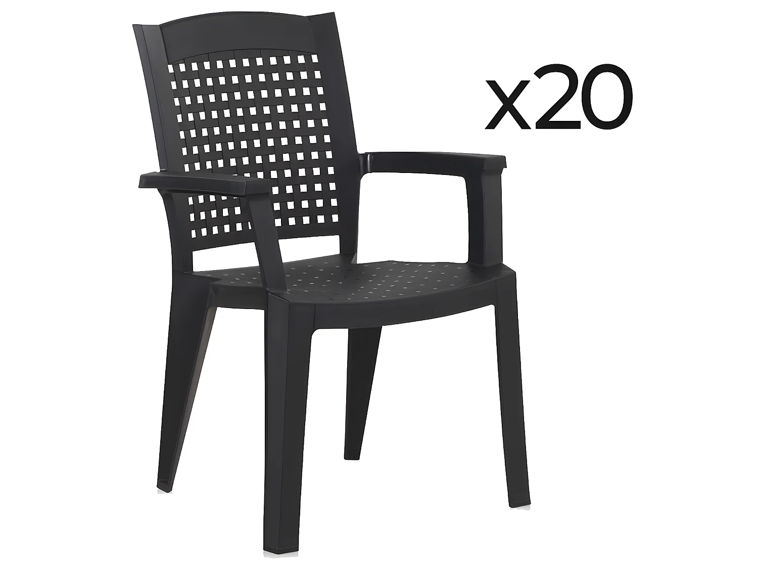 Lot de 20 chaises de jardin empilables en résine coloris Gris - Longueur 59 x Profondeur 60 x Hauteur 87 cm