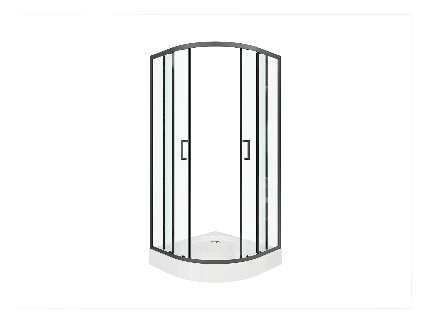 Hjørne bruseafskærmning med brusebund - Sort - L80 x B80 x H192 cm - SIDOA