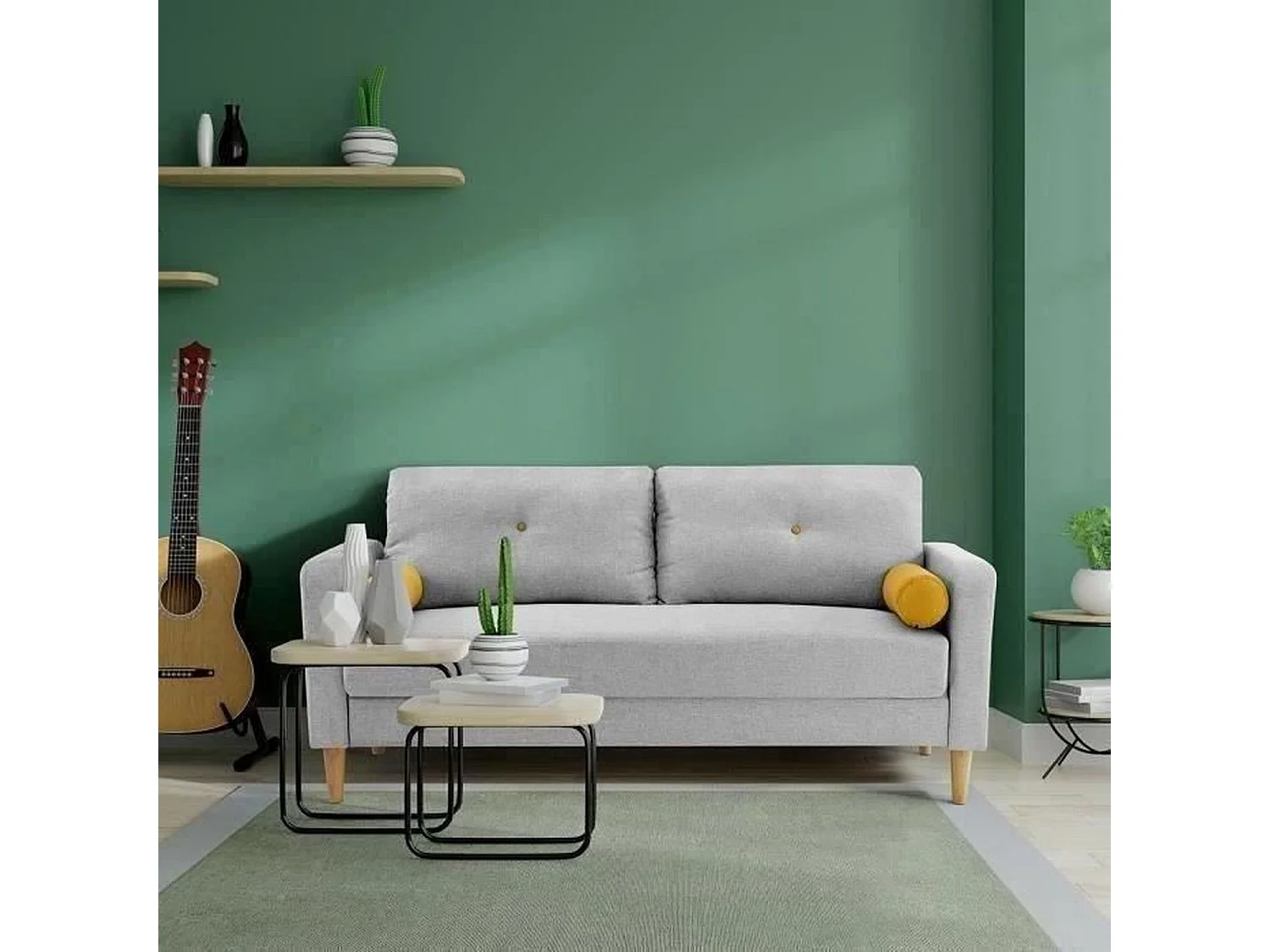 Sofá de 3 plazas Gris claro con 2 cojines - COPENHAGUE