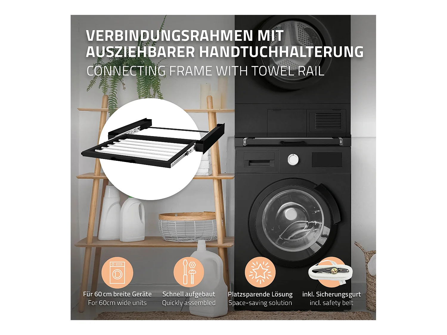 Lavadora universal de bastidor intermedio con toallero ML-Design