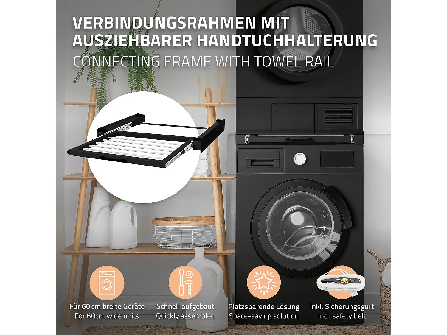 Lavatrice universale a telaio intermedio con portasciugamani ML-Design