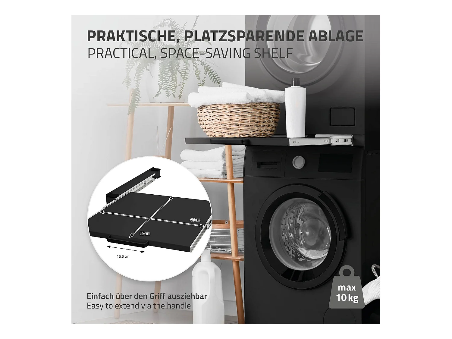 Cadre intermédiaire universel lave-linge cadre liaison extensible noir ML-Design