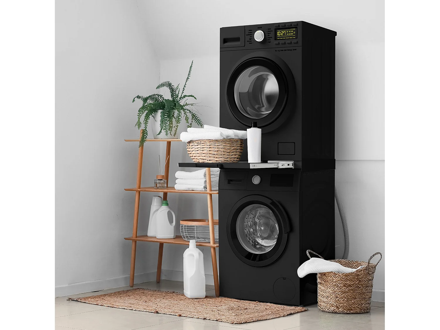 Cadre intermédiaire universel lave-linge cadre liaison extensible noir ML-Design