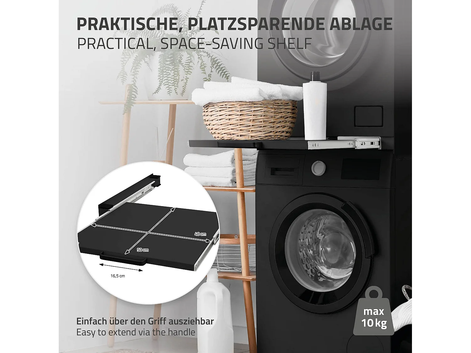Cadre intermédiaire universel lave-linge cadre liaison extensible noir ML-Design