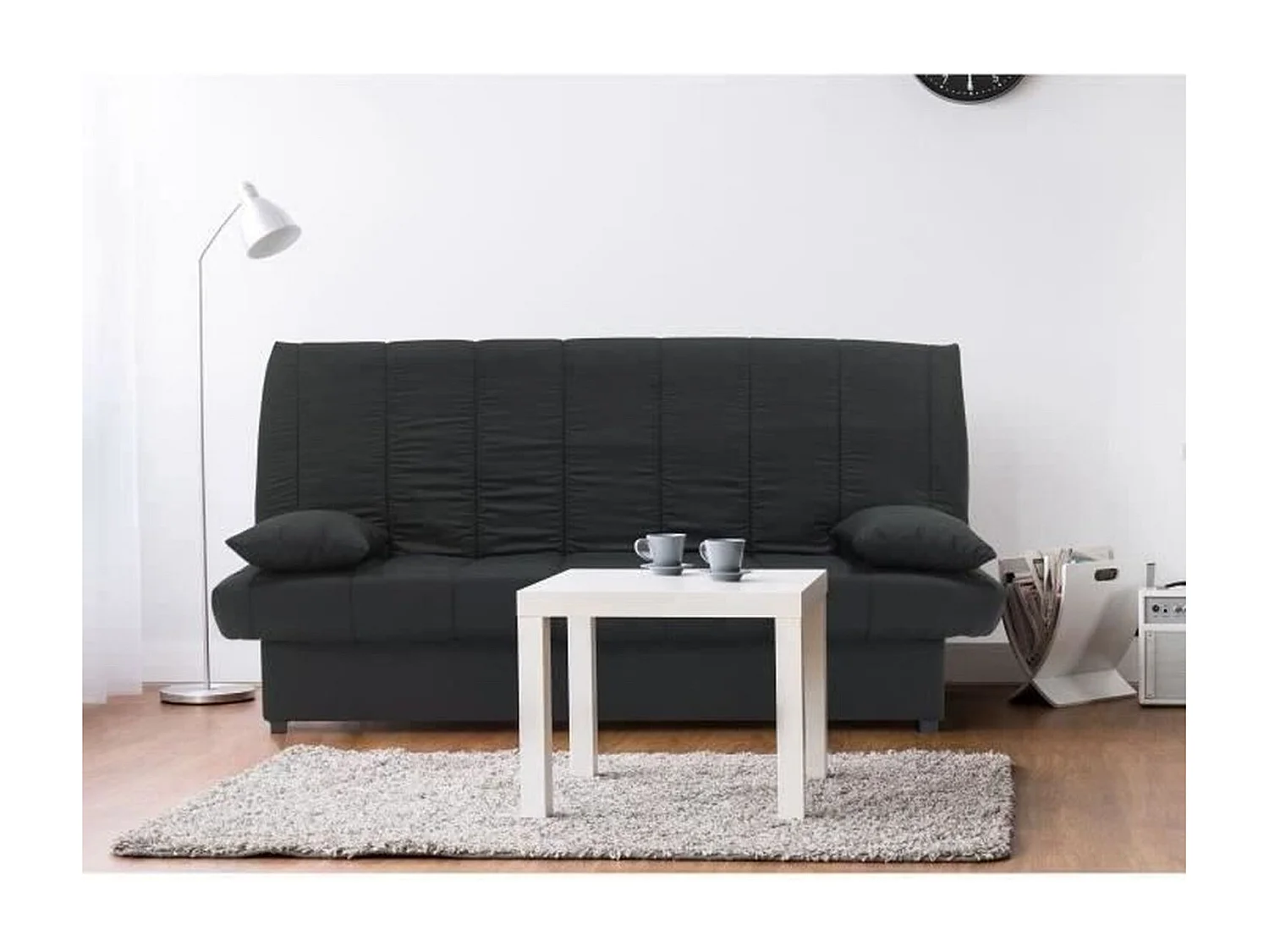 Banquette clic clac 3 places - Tissu noir - Slyle contemporain - MILA
