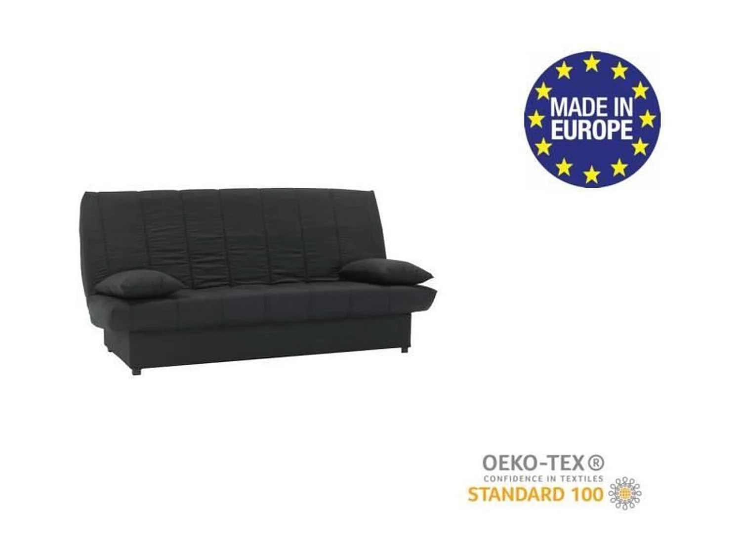 Banquette clic clac 3 places - Tissu noir - Slyle contemporain - MILA