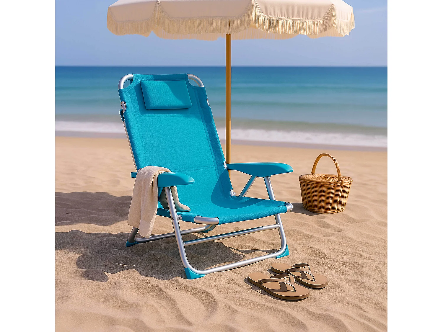 Fauteuil clic clac des plages polyester bleu
