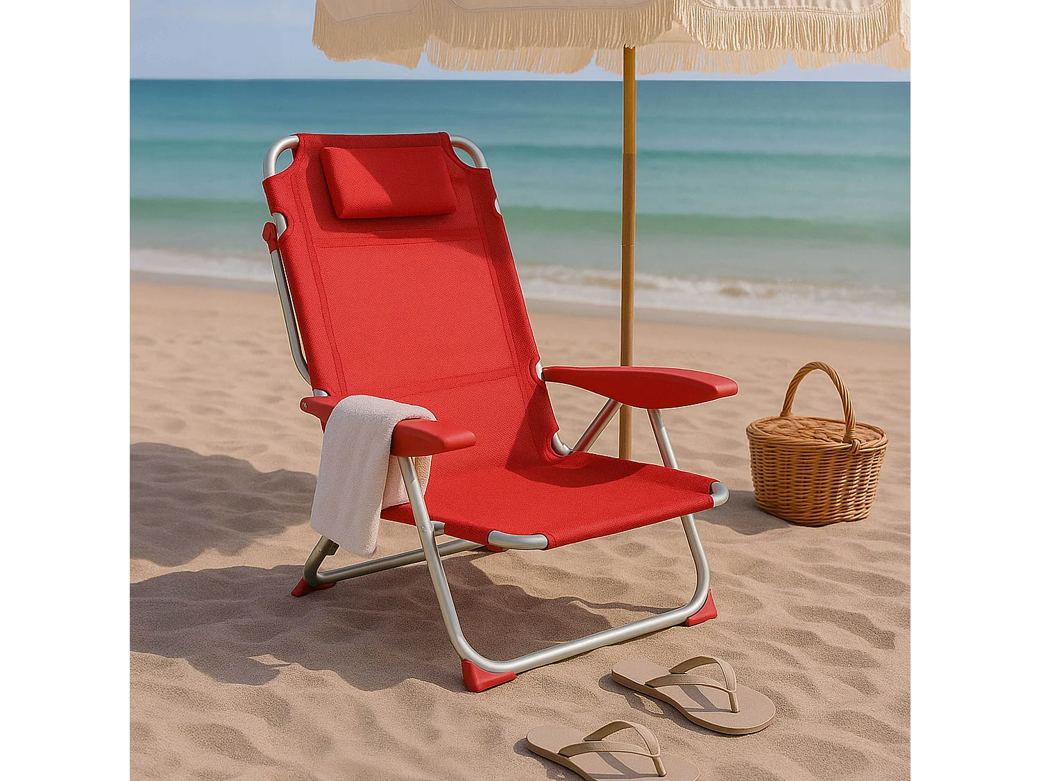 Fauteuil clic clac des plages polyester fuschia