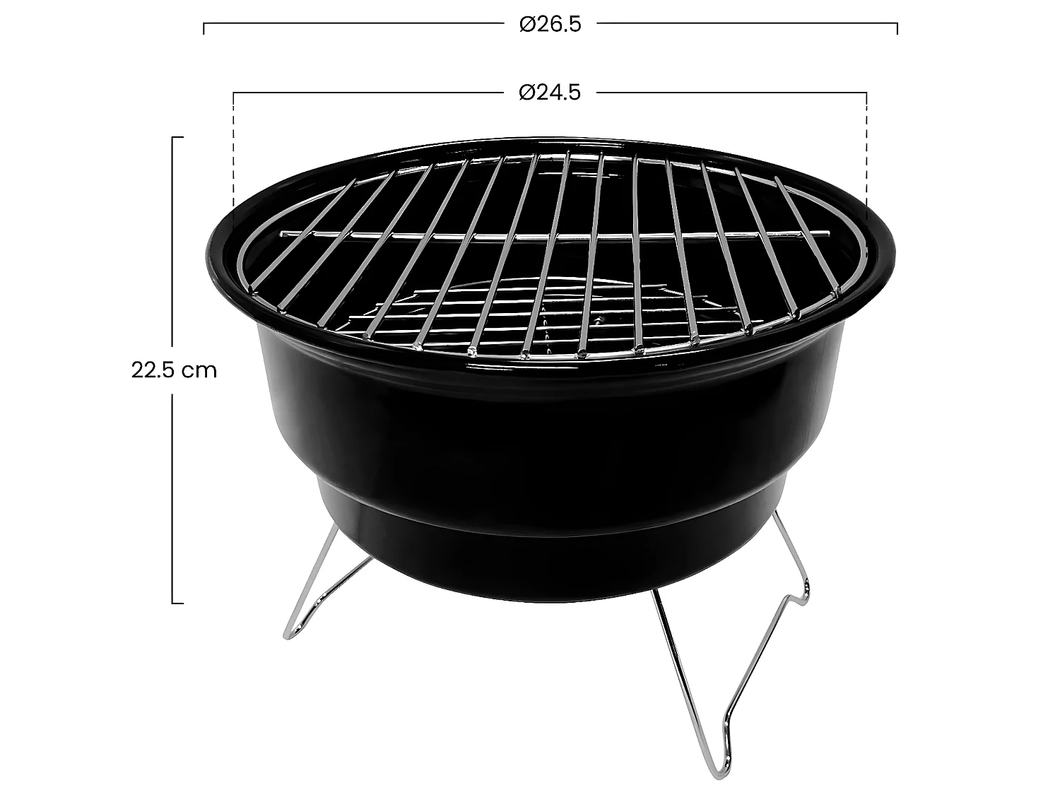 Barbecue au charbon de bois avec sac isotherme Marjal Black Ø26,5x22,5cm O91