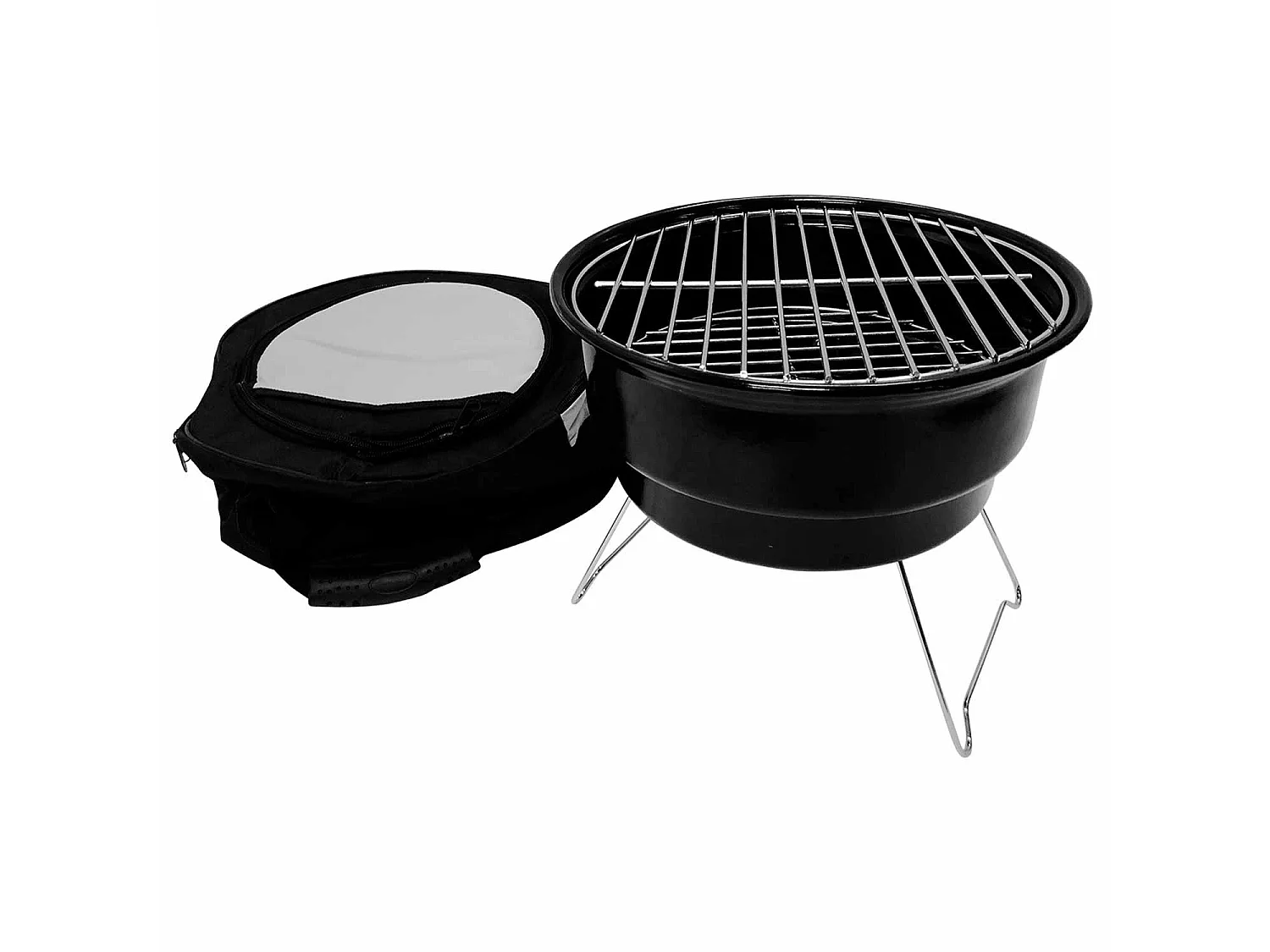 Barbecue a carbonella con borsa isotermica Marjal Nero Ø26,5x22,5cm O91