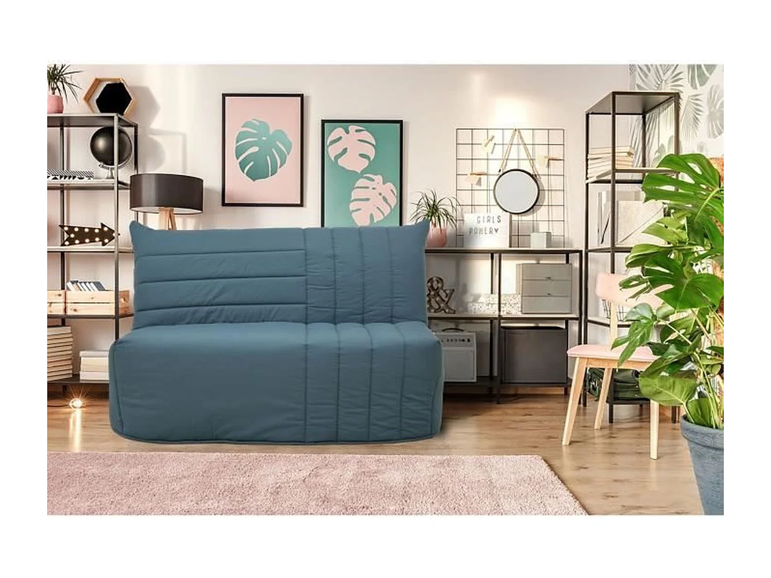 Banquette BZ 2 Places - Tissu Bleu De Prusse - GRUHIER