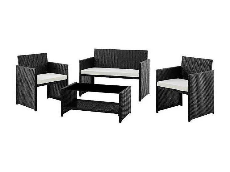 Salon de jardin en résine tressée avec coussins - 4 personnes - Hilpea