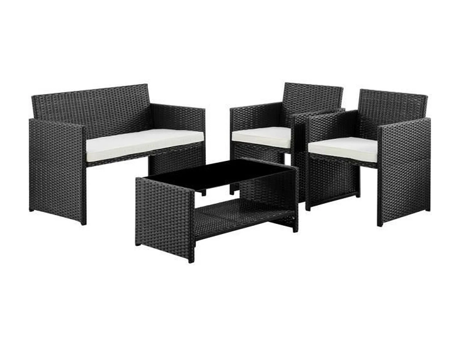 Salon de jardin en résine tressée avec coussins - 4 personnes - Hilpea