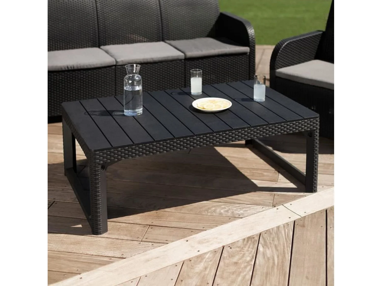 Salon de jardin  - en imitation résine tressée - ALLIBERT by KETER