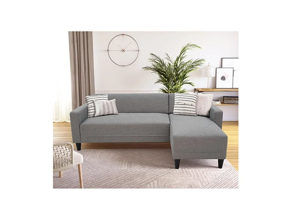 Canapé d'angle fixe 4 places  Réversible - Tissu souris - BOB