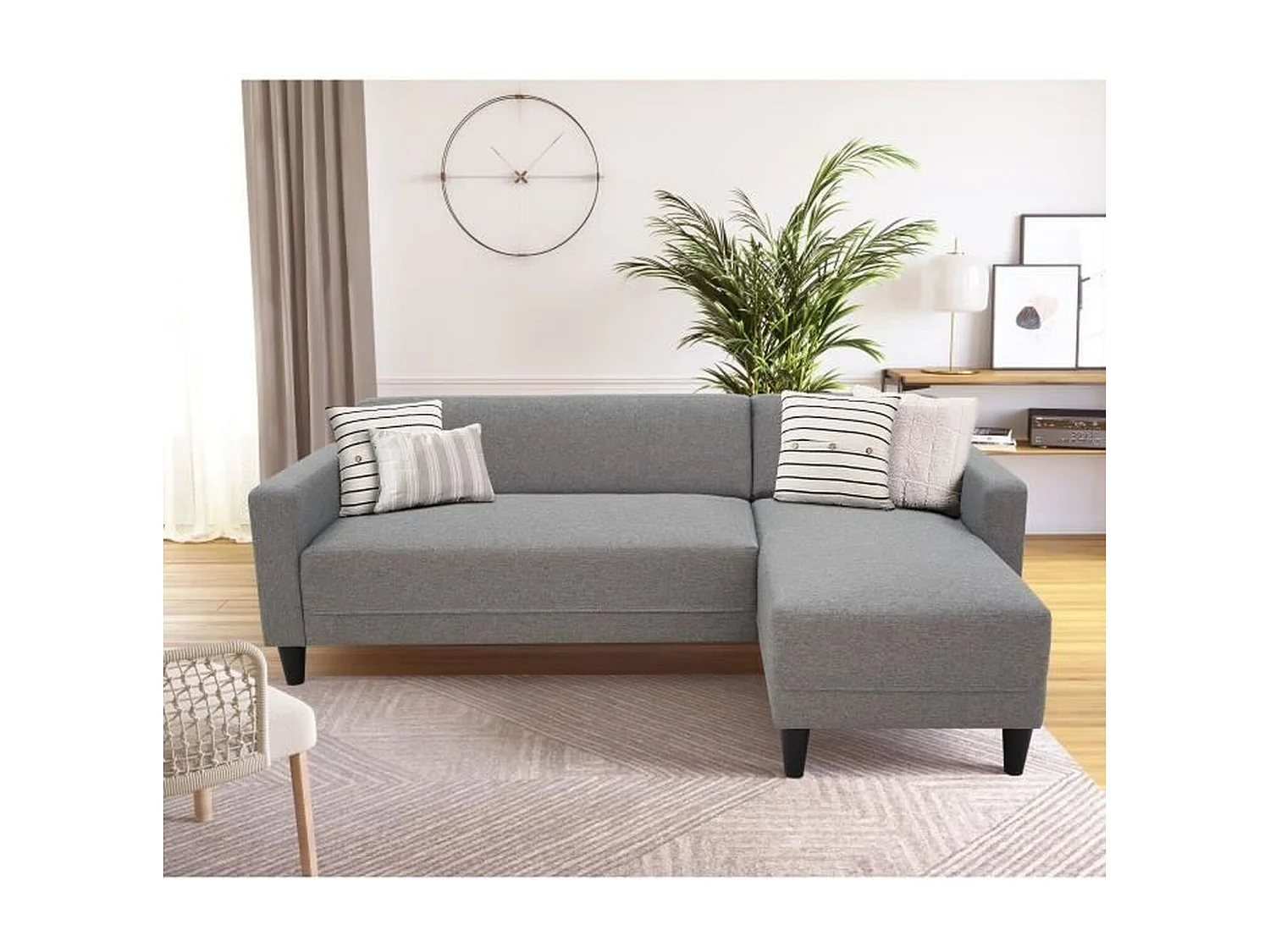 Canapé d'angle fixe 4 places  Réversible - Tissu souris - BOB