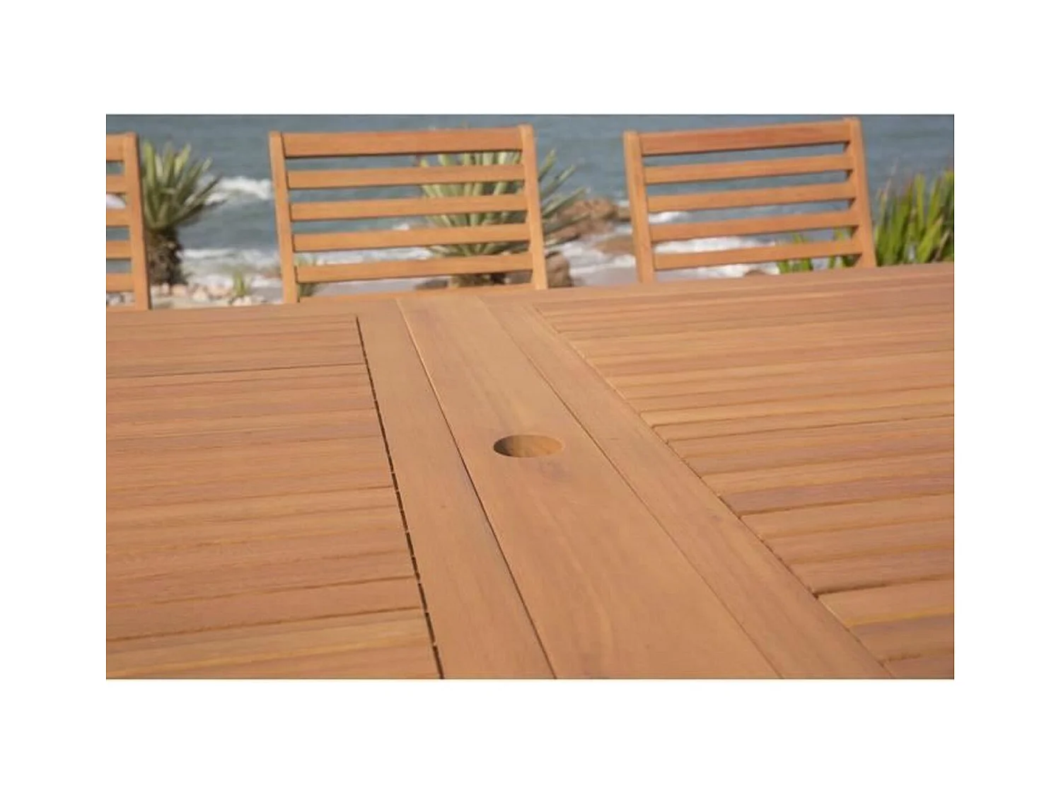 Conjunto de comedor de jardín para 8 a 12 personas - Mesa extensible 200/250/300 x 100 cm + 8 sillas - Madera de eucalipto