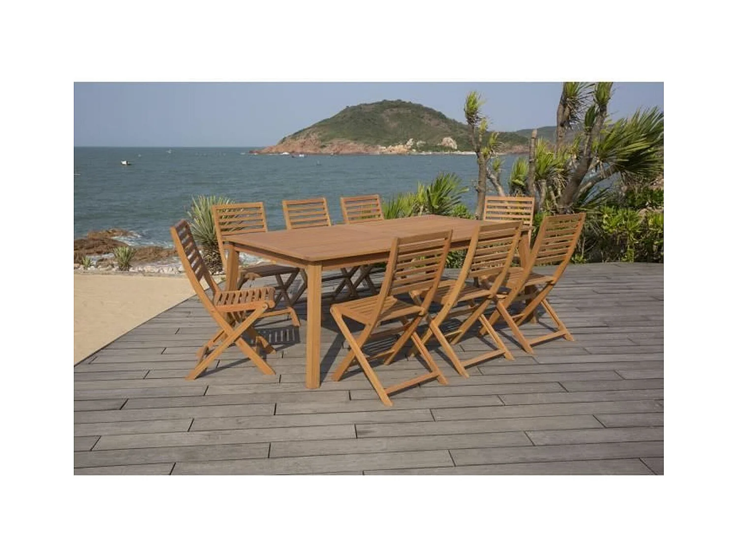 Ensemble Table et chaises de jardin - Structuré en Bois d'Eucalyptus FSC